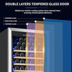 Large 200 Bottle Wine Fridge - 24 Inch Wine Cooler Refrigerator, Freestanding and Built-in Design, Upgraded Compressor Cooling, Intelligent Temperature Memory
