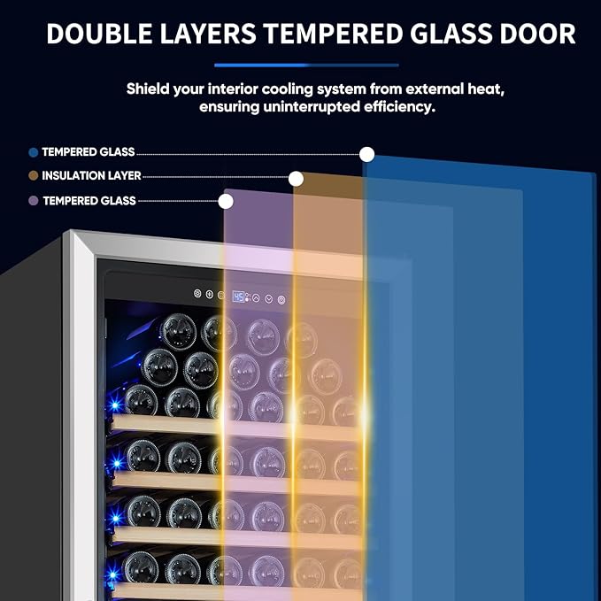 Large 200 Bottle Wine Fridge - 24 Inch Wine Cooler Refrigerator, Freestanding and Built-in Design, Upgraded Compressor Cooling, Intelligent Temperature Memory