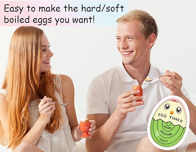 Lasubst Egg Timer for Boiling Eggs that Changes Color When Done, Green, Pack of 2