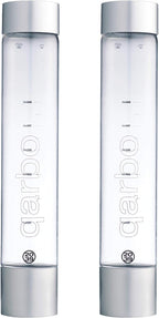 Twenty39 qarbo CLASSIC 1L Water Bottles for Sparkling Water Maker and Fruit Infuser - Set of 2 (Chrome)