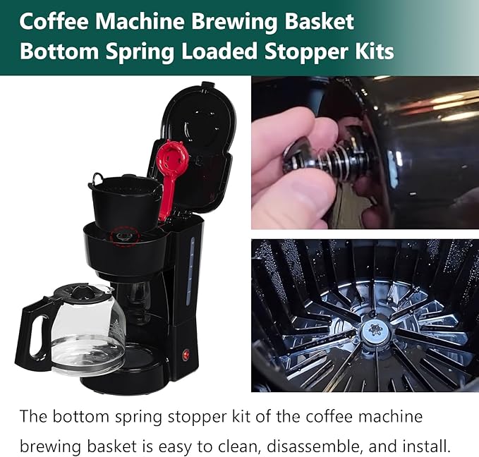 Coffee Machine Brewing Basket Bottom Spring Loaded Stopper Kits for Coffee Makers Brew Basket, Replacement for Mr. Coffee Hamilton Coffee Machine Accessory 990117900 990237500