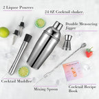 Cocktail Shaker Set, 6-Piece 18/8 Food-Grade Stainless Steel Mixology Bartender Kit - Premium Bar Tools with Muddler, Jigger, Spoon & Pourers - Rust-Proof, Leak-Proof & Dishwasher Safe Gift for Men