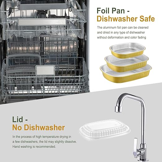Oval Aluminum Foil Food Trays with Lids (5 Pack) – 2X Thicker Heavy Duty Gold Takeout Containers for Catering, Parties, Meal Prep & Food Serving, 50oz