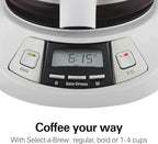 Hamilton Beach 12 Cup Programmable Drip Coffee Maker Machine, Regular & Bold Brew Options, Auto Pause and Pour, Glass Carafe, White (46294J)