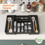 Lifewit Utensil Organizer for Kitchen Drawer, Expandable Cooking Silverware Tray, Adjustable Cutlery Flatware Holder, Plastic Spatula Tools Storage Divider, 11.8-19.6 x 15", Black