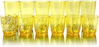 Set of 6 Hammered Style 15-ounce/430ml Acrylic Glasses Plastic Tumbler,BPA Free,Dishwasher Safe (Yellow)