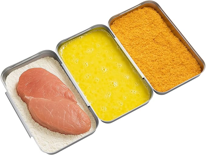 Navaris Stainless Steel Breading Trays, Set of 3 - Interlocking & Stackable Tray Design - 27x15cm Baking and Cooking Sheets - Oven and Dishwasher Ready for Versatile Kitchen Use