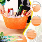 meekoo 6 Pcs Plastic Ice Buckets Bulk with Handles 4.5L Oval Storage Tub Large Capacity Ice Drink Bucket for Party Bar Wine Beer Champagne Beverage Bottle Cooler (4.5 L,Orange)