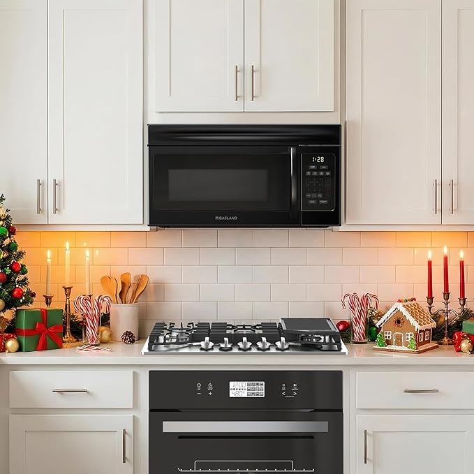 GASLAND 30 Inch Over the Range Microwave Oven, 1.7 Cu.ft Over Stove Microwave, 1000W with 10 Power Levels, Sensor Cooking, One Touch Cooking, 300 CFM, LED Lights, Black Microwave for Kitchen