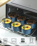 glowworm 8 oz Ramekins Set of 6, Ramekins Set of 6 for Creme Brulee Souffle, Porcelain Custard Cups for Baking, Oven, Microwave, Dishwasher Safe, Blue