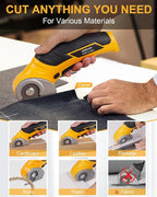 Cardboard Cutter Electric Box Cutter, Stocking Stuffers for Men Gifts Christmas Tools 4V Cordless Electric Scissors Rotary Blade for Cardboard Recycling Rechargeable DIY Cutting Carpet Leather Plastic
