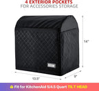 HOMEST Stand Mixer Quilted Dust Cover with Pockets Compatible with KitchenAid 5/4.5 Quart Tilt Head, Black(Patent Design)