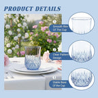 40 Pack Plastic Stemless Wine Glasses,12oz Unbreakable Vintage Elegant Drinking Glass Set,Reusable Fancy Cocktail Cups for Party, Wedding, and Bulk Events (40, 12oz-Blue)