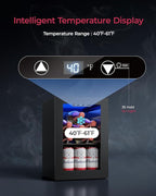 6 Bottles and 6 Cans Compact Beverage Refrigerator, Freestanding Mini Fridge with Temperature Control for Beer Wine, Under Counter Small Refrigerator Adjustable Shelve for Home and Bar