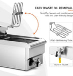 ROVSUN 12.5QT/11.8L Electric Deep Fryer w/Frying Basket, Timer, Drain, & Lid, Commercial Countertop Single Tank Frying Machine, Adjustable Temperature, for French Fries Donuts Onion Rings, 1700W 110V