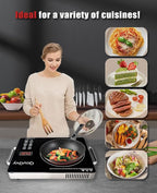 14" Portable Infrared Burner 3500 Electri Burner with 3 Hours Timer-Electric Hot Plate Touch Control Panel Adjustable Heating Power Glass Plate Electric Cooktop for Cooking (Black)