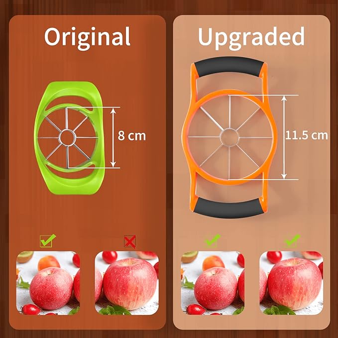 Newness 5.12 Inch Extra Large Apple Slicer, Heavy Duty Apple Slicer 8 Slices, Durable Apple Corer, Stainless Steel Apple Slicer and Corer - for Apple, Potato, Onion and More, Orange