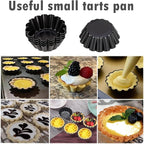 12-Pack 2.5 Inch Nonstick Mini Tart Pans Fluted Side for Pies Pan Round Deep Quiche Mold Heavy Duty Carbon Steel Baking Cupcake Egg Tarts Mousse Cakes Fruit and Desserts Molds for Oven