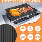 Cast Iron Griddle for Gas Grill, 16" x 24" Reversible Pre-Seasoned Large Flat Top Griddle Plate for Camp Chef etc., Stovetop/Electric/Propane/Charcoal, Outdoor Cooking Oblong Grilling Pan for Camping