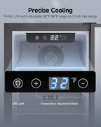 15 Inch Built-In Beverage Cooler, 128 Can Under Counter Fridge with Adjustable Shelves, ≤45dB Quiet Freestanding Beer Refrigerator for Home Bar & Outdoor Use (Black)