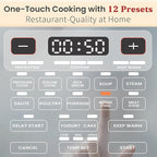 Fullwill 8QT Electric Pressure Cooker Max, 1200W Fast Cooking, 12-in-1 Multi-Use Programmable with Ceramic Non Stick Pot for Sauté, Slow Cook, Steam, Yogurt, Ideal for Family Meals & Gatherings