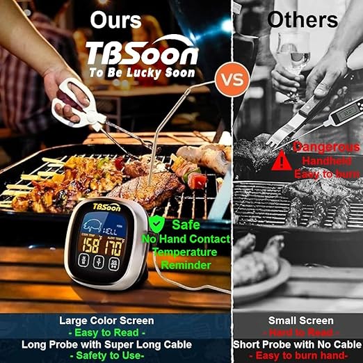 Multifunctional Digital Thermometer for Cooking,Food Thermometer+Thermometer Alarm+Kitchen Timer,Large Color Screen,Instant Read,Fast Response,grill bbq accessories,Kitchen Oven Meat Thermometer-DMT02