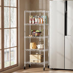 SINGAYE 5 Small Wire Shelves Kitchen Pantry Close Home Organizers and Storage Bathroom Shelf Laundry Room Organization Adjustable Book Metal Garage Shelving Unit