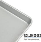 Martha Stewart Gallen 13x9 Inch Nonstick Carbon Steel Cookie Sheet - Durable Silver Baking Pan for Cookies, Brownies & Roasting