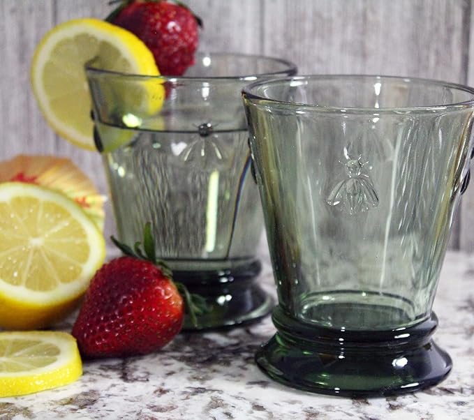 La Rochere Napoleon Bee Green Tumbler Set of 6 – La Rochere Bee Glassware Sets – Fancy Glassware Drinking Glasses (9 oz)