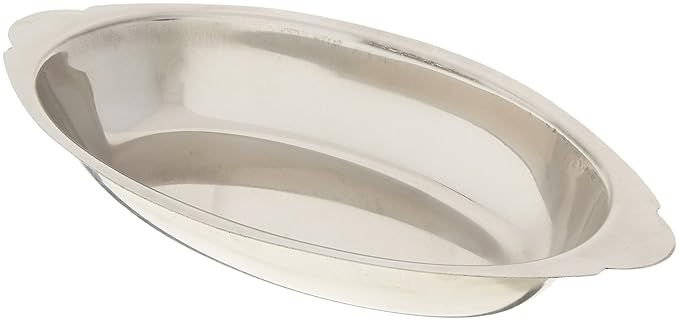Winco Stainless Steel Oval Au Gratin Dish, 20-Ounce