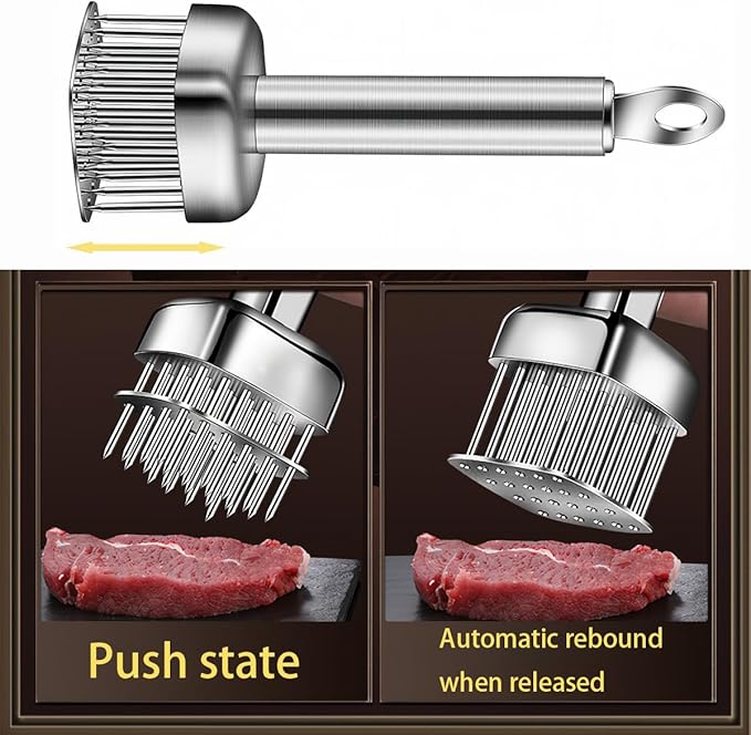 Professional Meat Tenderizer with T316 Stainless Steel Sharp Needle Blade Heavy Duty Cooking Tool for Tenderizing Beef Turkey Chicken Steak Veal Pork Fish