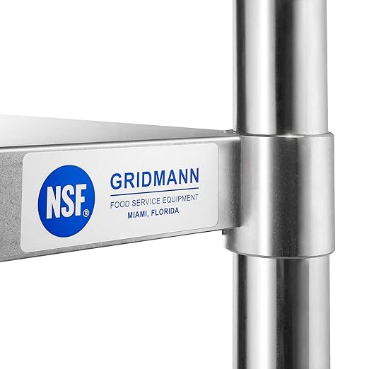 GRIDMANN Stainless Steel Kitchen Prep Table 48 x 24 Inches with Backsplash & Under Shelf, NSF Commercial Work Table for Restaurant and Home