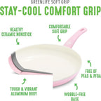 GreenLife Soft Grip Healthy Ceramic Nonstick, 11" Griddle Pan, PFAS-Free, Dishwasher Safe, Soft Pink