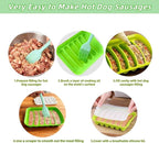 Silicone Sausage Mold 2 Pcs with a Set of Silicone Brush Spatula and 25x Pastry Bags, Non-Stick Hot Dog Bun Pan, DIY Handmade Ham Sausage, Hot Dogs Baking Mold for Children's Food with Lid, Orange
