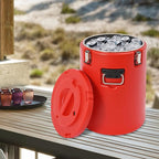 Eapmic 42.27Qt Insulated Food Container, Stainless Steel Container, 40L Commercial Soup Carrier 15 Hours Heat Preservation for Hot and Cold Food Storage Restaurant Canteen Home Lunch Use (Red, 40L)