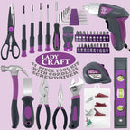 44PCS 4V Cordless Screwdriver Tool Kit Set Pink Color Tools Lady Tools Kit Home Repair Set Toolbox Hand Tool Kit Storage Case Gift Set LADYCRAFT