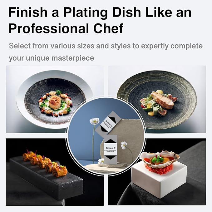 | Plating Tools Culinary Set | 11 Piece Professional Chef Plating Tools Pro Kit | Kitchen Plating Utensils | Modernist Cuisine Food Art | Stainless Steel | Black (Silver)