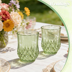12 Pack Plastic Stemless Wine Glasses,12oz Unbreakable Vintage Elegant Drinking Glass Set,Reusable Fancy Cocktail Cups for Party, Wedding, and Bulk Events (12, 12oz-Sage Green)