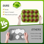 Socisen 12 Cups Silicone Muffin Pan with Metal Reinforced Frame Regular Size Cupcake Pan Tray Egg Bites Silicone Circle Cookie Molds Muffin Tin Tart Pans Baking Sheet Set for Oven Dishwasher Safe