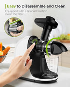Jocuu Slow Masticating Juicer with 2-Speed Modes - Cold Press Juicer Machine - Quiet Motor & Reverse Function - Easy to Clean Juicer Extractor - Juice Recipes for Fruits & Vegetables (White)
