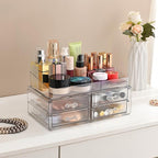 ZHIAI stackable storage drawer, transparent cosmetics storage box, cosmetics and beauty products storage organizer, suitable for makeup room, bathroom, storage room, home