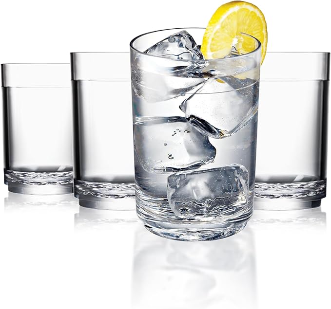 Drinique Unbreakable 16 Oz Drinking Glasses, Set of 4 - Tritan Plastic Shatterproof Tumbler Water Glasses, Drinking Cups, BPA-Free, Dishwasher Safe Alternative Glass Cups Set, 16 Ounces, Clear