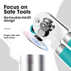 Beneno Heavy Duty Hand Can Opener Manual with Magnet, Durable Sharp Carbon Steel Blade Smooth Cutting, Big Effort-Saving Knob & Soft Grip Handle, Multifunctional Bottle Opener, Turquoise