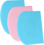 SURDOCA Dough Scraper Bench Scraper - 3P 11.8x7.3" Plastic Flexible Bowl Scraper, Sharp Edge & Angles Cake Scraper. Non-Slip Bakeware Decorating Tools Sculpting & Modeling Tools - Blue+Pink+Blue