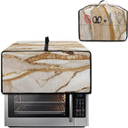 Marble Print Toaster Oven Cover, Heavy-Duty Dust Shield Kitchen Decorative Countertop Oven Protector, Microwave Air Fryer Cover, Light Gold White, (Small-14.5*18.46*9 inches)