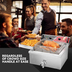 CROSSON 24Lbs Electirc Triple Basket Turkey Fryer With Oil Drain Spout,Oil Drain Rack,Commercial Countertop Donut Deep Fryer To Fry a Whole Fish or Turkey