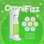 Drinkmate OmniFizz Sparkling Water Maker & Soda Streaming Machine | Carbonates Any Drink | BPA-Free Bottle | No Batteries or Electricity Required | CO2 Not Included (Classic White)