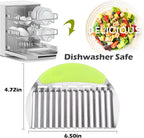 JAYVAR Large Crinkle Cutter French Fry Cutter, Large Wave Slicer Potato Wavy Chopper, Stainless Steel Vegetable Crinkle Cutting Onion Chopping Tool with Handle for Cucumber, Kitchen Dicer Gadgets