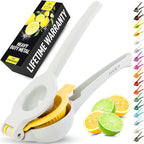 Zulay Kitchen Metal 2-in-1 Lemon Squeezer - Sturdy Max Extraction Hand Juicer Lemon Squeezer Gets Every Last Drop - Easy to Clean Manual Citrus Juicer - Easy-Use Lemon Juicer Squeezer - Gray/Yellow