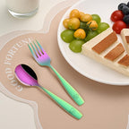 DEHOV Rainbow Toddler Eating Utensils Set,Set Of 12 Food Grade Stainless Steel Silverware Sets For Kids,Dishwasher Safe Children Small Metal Spoons And Forks Flatware Sets